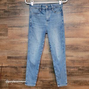 American Eagle Jeans 0 S Jegging Crop Super Hi Rise Medium Light Wash Denim